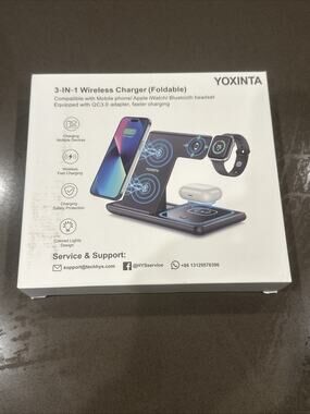 Yoxinta 3-In-1 Wireless I Phone Fast Charger Foldable New in Box